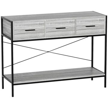 Vida Designs Brooklyn 3 Drawer Console Table, Grey