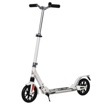 Homcom Kick Scooter Height Adjustable Foldable Scooter 200mm Large Wheels Scooters W/ Foot Brak, Shock Absorption Mechanism For Ages 14 Years And Up