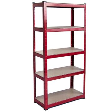 Home Vida 5 Tier Garage Shelf, Large, Red