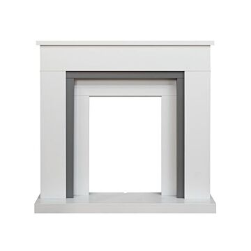 Adam Milan Fireplace In Pure White & Grey, 39 Inch