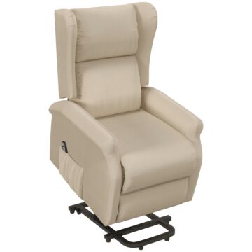 Homcom Recliner Armchair For The Elderly With Remote Control, Fabric Electric Recliner Chair For Living Room, Beige