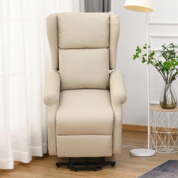 Homcom Recliner Armchair With Remote Control, Fabric Electric Recliner Chair, Beige