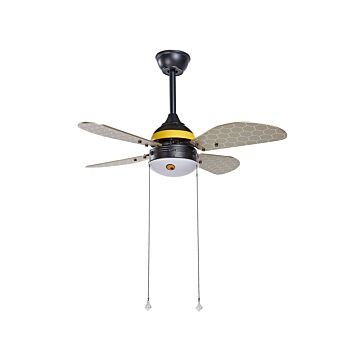 Ceiling Fan With Light Bee-shaped For Kids With Pull Chain 4 Blades Speed Control Modern Design Beliani
