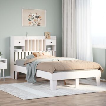 Vidaxl Bed Frame Without Mattress White 135x190 Cm Solid Wood Pine