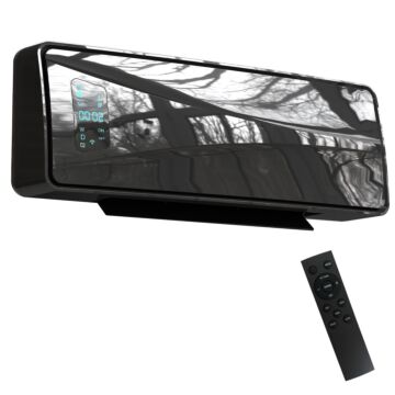 Homcom 2000w Ceramic Electric Heater With Fan, Adjustable Thermostat, Wall Mounted - Black