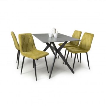 Timor 1.2m Grey & 4 Vernon Yellow Dining Set