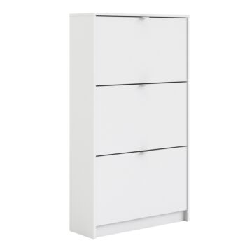 Shoes Shoe Cabinet W. 3 Tilting Doors And 2 Layers In White