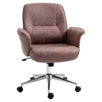 Vinsetto Swivel Chair,microfibre Office Computer Desk Chair, Mid Back, W/ Home Study, Bedroom, Red