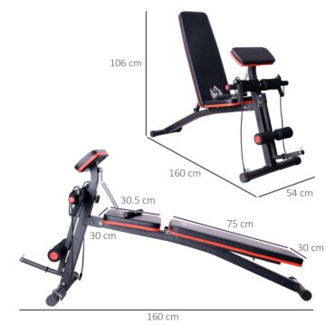 Homcom Foldable Adjustable Dumbbell Weight Lifting Sit Up Ab Bench Home Training Gym Incline Flat Multiuse Workout Exercise Fitness