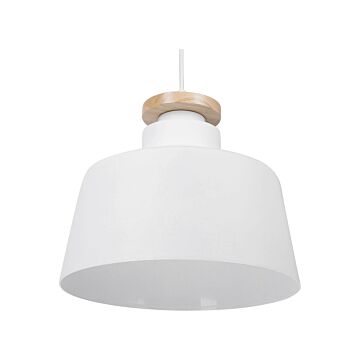 Hanging Light Pendant Lamp White Aluminium Drum Geometric Shade Modern Design Beliani