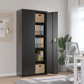 Vidaxl File Cabinet Black 90x40x200 Cm Steel