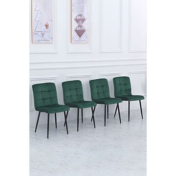 4pcs Modern Frosted Velvet Dining Chairs