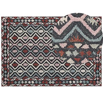 Area Rug Mulitcolour Wool 160 X 230 Cm Flat Weave Hand Tufted Geometric Oriental Pattern Beliani