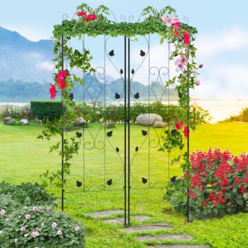 Outsunny Metal Trellis Set Of 2, Garden Trellis For Climbing Plants Support Frames, Leaf Design