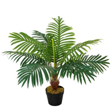 Outsunny Artificial Palm Tree Decorative Plant 8 Leaves With Nursery Pot, Fake Tropical Tree For Indoor Outdoor Décor, 60cm