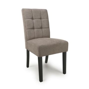 Moseley Waffle Flax Effect Light Brown Dining Chair In Black Legs