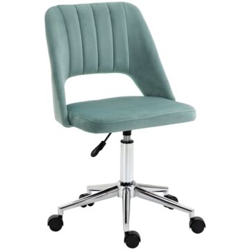 Vinsetto Mid Back Office Chair Velvet Fabric Swivel Scallop Shape Computer Desk Chair For Home Study Bedroom Green