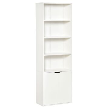 Homcom 2 Door 4 Shelves Tall Bookcase Modern Storage Cupboard Display Unit For Living Room Study Bedroom Home Office Furniture White