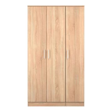 Devon Tall Triple Plain Wardrobe In Bardolino Oak