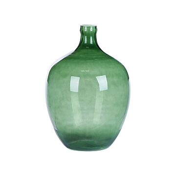 Vase Green Glass 39 Cm Handmade Decorative Round Bud Shape Tabletop Home Decoration Modern Design Beliani