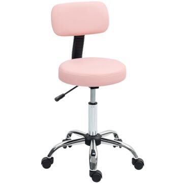 Homcom 360° Swivel Seat Salon Stool - Pink