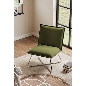 Modern Linen Accent Chair With Metal Base