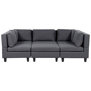 Modular Sofa With Ottoman Dark Grey Fabric Upholstered U-shaped 5 Seater With Ottoman Cushioned Backrest Modern Living Room Couch Beliani