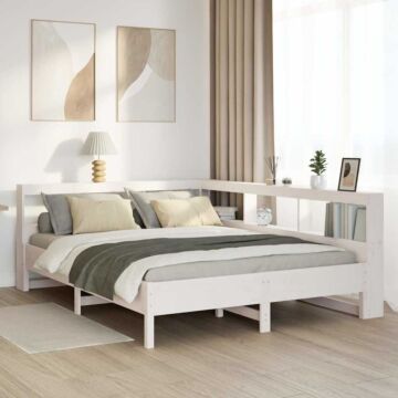Vidaxl Bookcase Bed Without Mattress White 135x190 Cm Solid Wood Pine