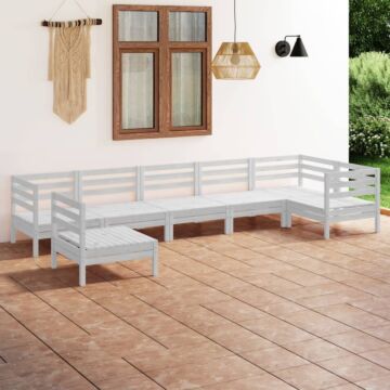 Vidaxl 7 Piece Garden Lounge Set Solid Pinewood White