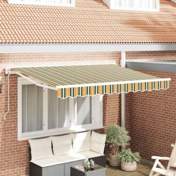Vidaxl Retractable Awning Manual Green And Yellow 350x200 Cm Fabric