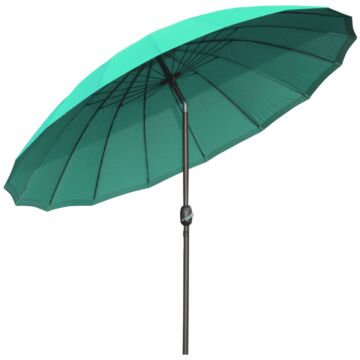 Outsunny Ф255cm Patio Parasol Umbrella Outdoor Market Table Parasol With Push Button Tilt Crank And Sturdy Ribs For Garden Lawn Backyard Pool Green