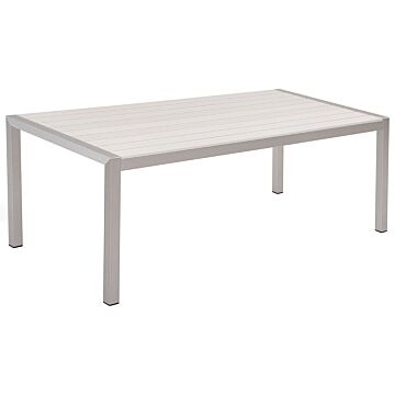 Garden Dining Table White Aluminium Frame For 6 People 180 X 90 Cm Modern Design Beliani