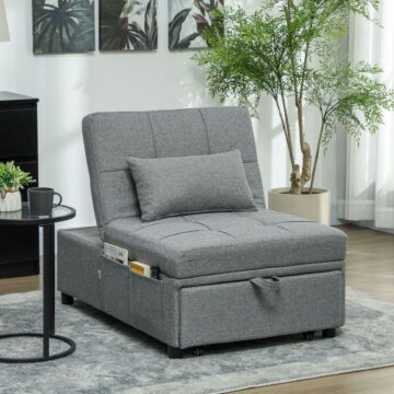 Homcom Four-in-one Single Sleeper Chair - Light Grey