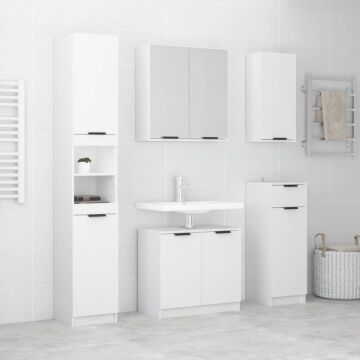 Vidaxl 5 Piece Bathroom Cabinet Set High Gloss White Engineered Wood