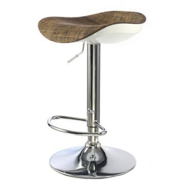 Ripley Bar Stool Chrome & White With Brown Textilene Seat