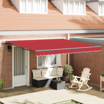 Vidaxl Manual Retractable Awning Red 400x300 Cm