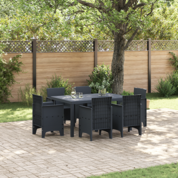 Vidaxl 7 Piece Garden Dining Set Anthracite Poly Rattan