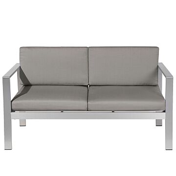 Garden Sofa Dark Grey Aluminium Frame Outdoor 2 Seater With Cushions Beliani