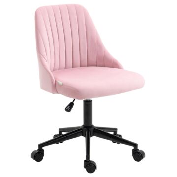 Vinsetto Velvet-feel Armless Office Chair - Pink