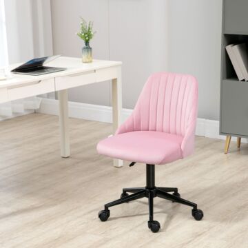 Vinsetto Velvet-feel Armless Office Chair - Pink