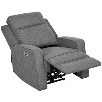 Homcom Electric Recliner Armchair, Recliner Chair With Adjustable Leg Rest, Usb Port, Charcoal Grey