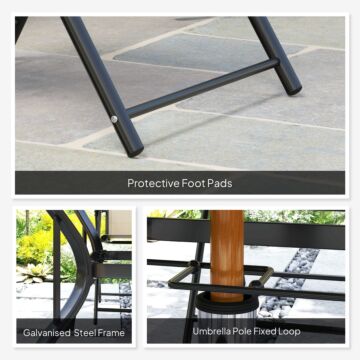 Outsunny Five-piece Steel Frame Patio Set - Khaki/black