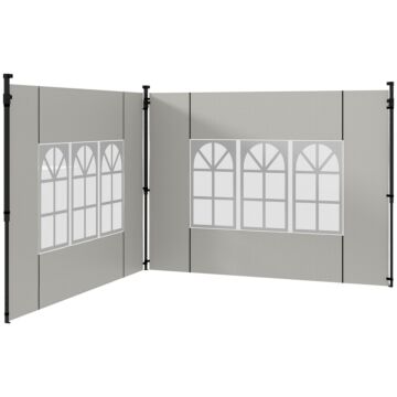 Outsunny Gazebo Side Panels, Sides Replacement With Window For 3x3(m) Or 3x6m Gazebo Canopy, 2 Pack, White