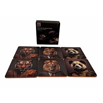 Jungle Animal Head Coaster Set Of 6