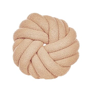 Knot Cushion Beige Boucle 31 X 31 Cm Tied-up Plushy Decorative Modern Beliani