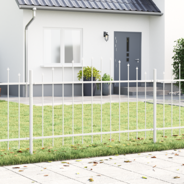 Vidaxl Garden Fence With Hoop Top White 10.2x1 M Steel