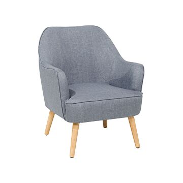 Armchair Grey Club Chair Retro Style Wooden Legs Beliani