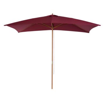 Outsunny 3m X 2m Wood Wooden Garden Parasol Sun Shade Patio Outdoor Umbrella Canopy New (wine Red)