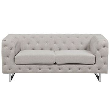 2 Seater Chesterfield Sofa Beige Ivory Button Tufted Beliani