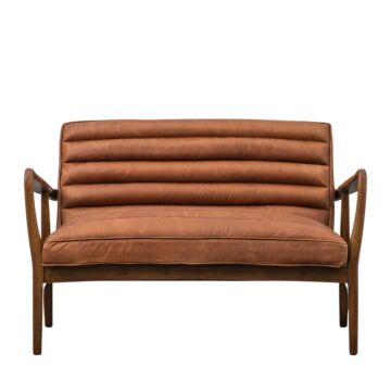 Datsun 2 Seater Sofa Vintage Brown Leather